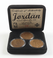 Michael Jordan LE Highland Mint Matching Set of (3) Bronze Commemorative Coins (Upper Deck) at PristineAuction.com