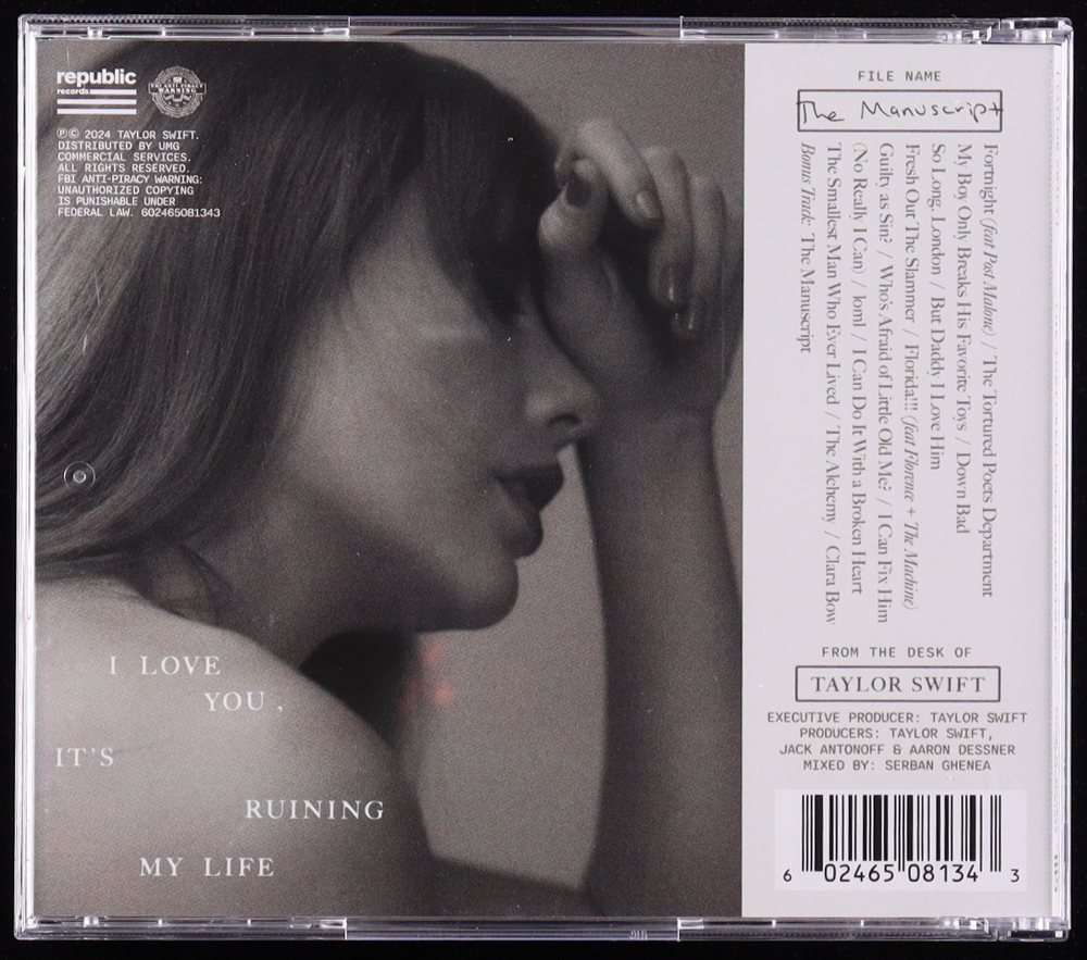 Taylor Swift Signed "The Tortured Poets Department" CD Album Insert (PSA) at PristineAuction.com Taylor Swift Signed "The Tortured Poets Department" CD Album Insert (PSA) at PristineAuction.com