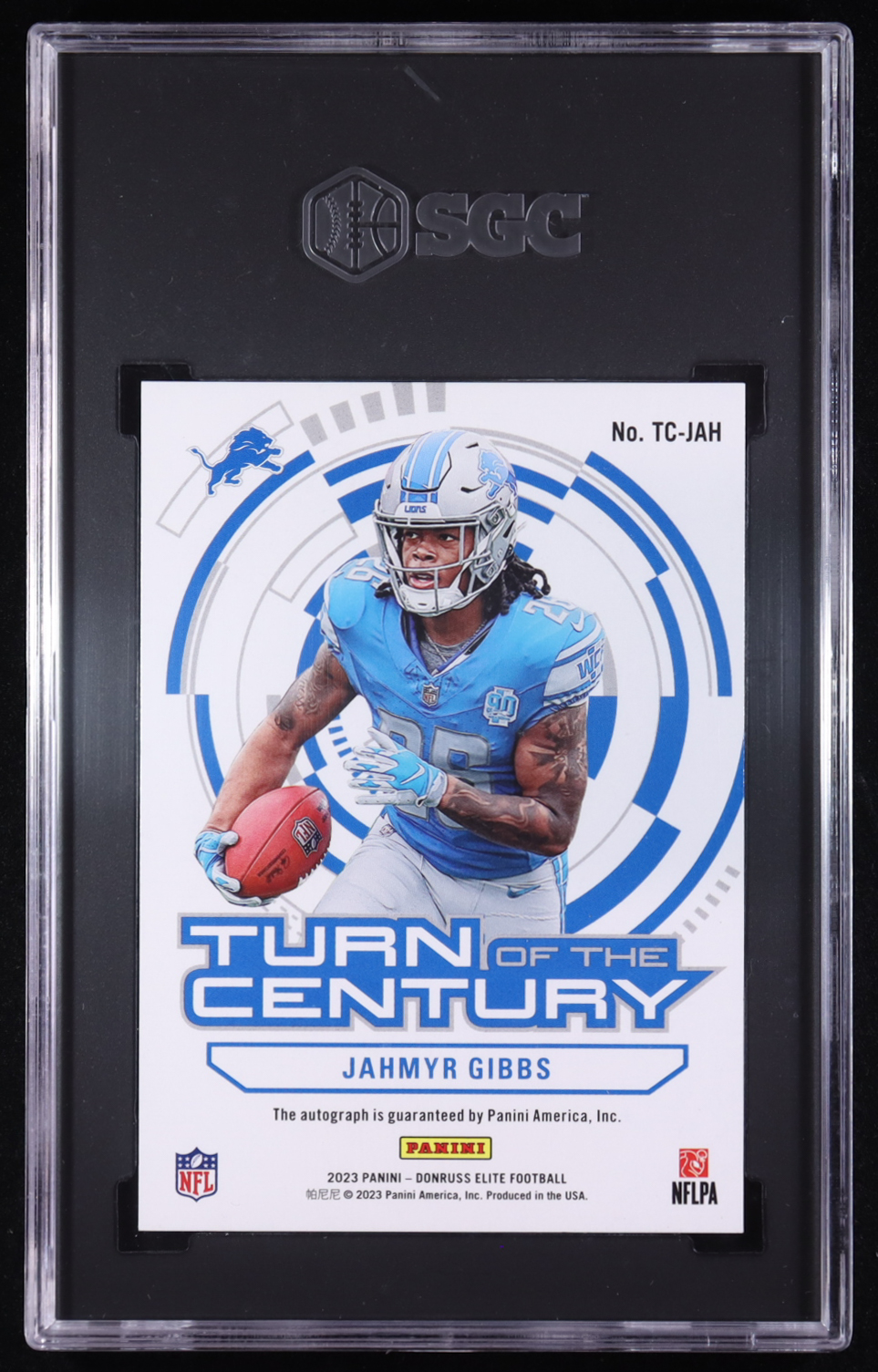 Jahmyr Gibbs 2023 Elite Turn of the Century Autographs Orange #11 RC #19/99 (SGC 9.5) at PristineAuction.com Jahmyr Gibbs 2023 Elite Turn of the Century Autographs Orange #11 RC #19/99 (SGC 9.5) at PristineAuction.com