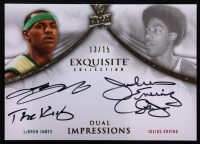 LeBron James / Julius Erving 2012-13 Exquisite Collection Impressions Dual #JE #13/15 at PristineAuction.com