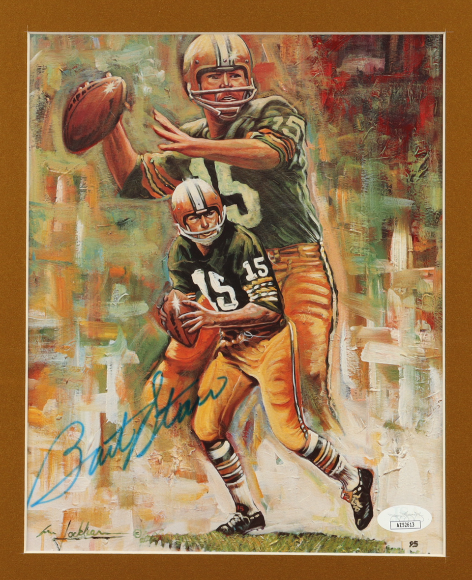 Bart Starr Signed Packers Custom Framed Art Print Display with Packers Patch (JSA) at PristineAuction.com Bart Starr Signed Packers Custom Framed Art Print Display with Packers Patch (JSA) at PristineAuction.com