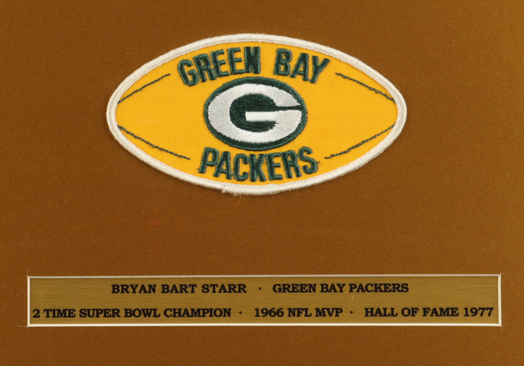 Bart Starr Signed Packers Custom Framed Art Print Display with Packers Patch (JSA) at PristineAuction.com Bart Starr Signed Packers Custom Framed Art Print Display with Packers Patch (JSA) at PristineAuction.com