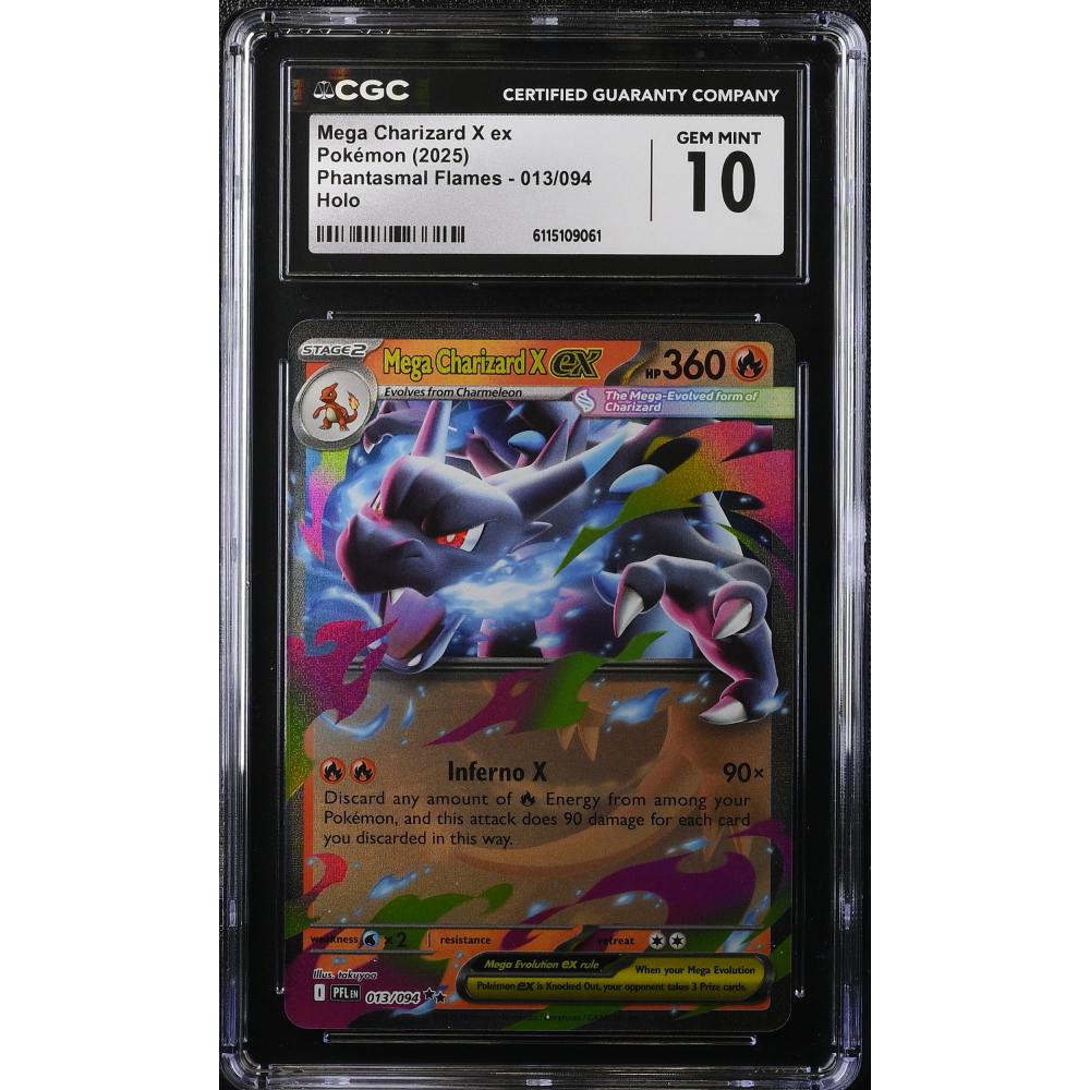 Mega Charizard X Ex 2025 Pokemon Phantasmal Flames #013 Holo (CGC 10) at PristineAuction.com