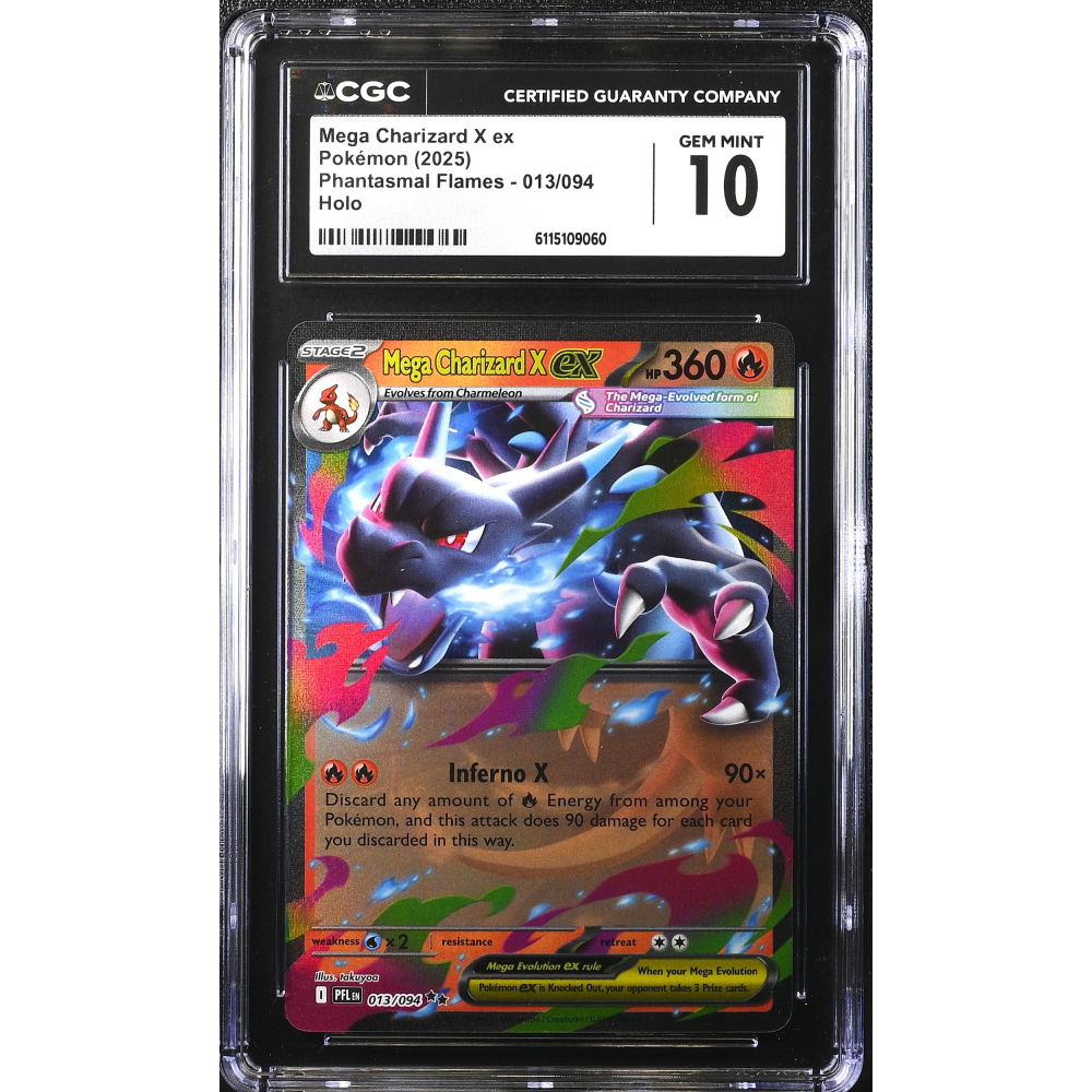 Mega Charizard X Ex 2025 Pokemon Phantasmal Flames #013 Holo (CGC 10) at PristineAuction.com