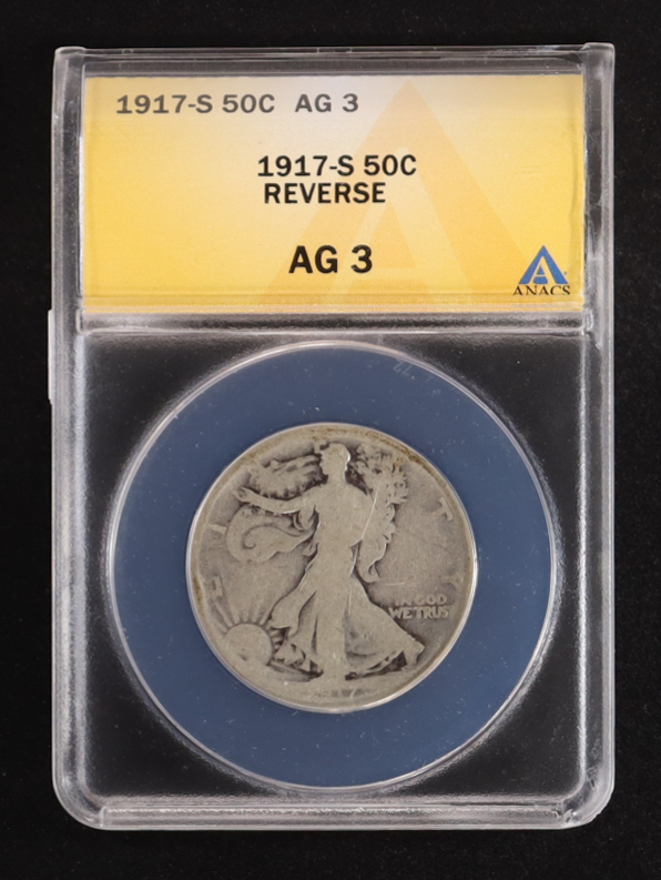 1917-S Walking Liberty Silver 50C Half Dollar (ANACS AG3) at PristineAuction.com 1917-S Walking Liberty Silver 50C Half Dollar (ANACS AG3) at PristineAuction.com