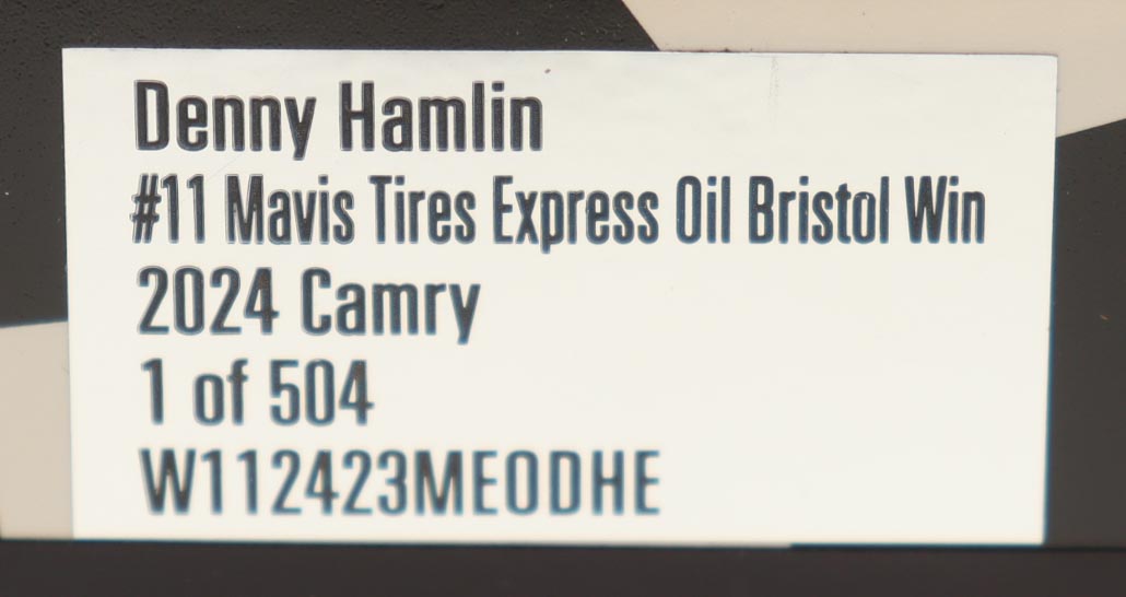 Denny Hamlin Signed 2024 #11 Mavis Tires Bristol Win | 1:24 Diecast Car (PA) at PristineAuction.com Denny Hamlin Signed 2024 #11 Mavis Tires Bristol Win | 1:24 Diecast Car (PA) at PristineAuction.com