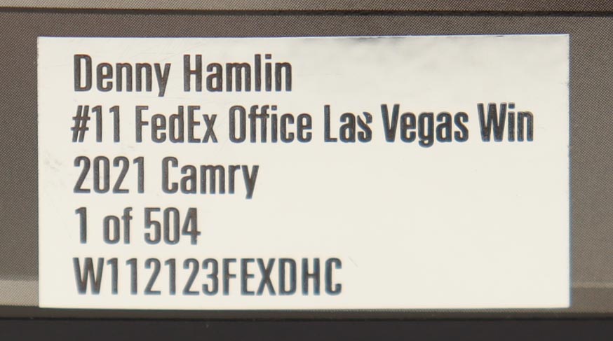 Denny Hamlin Signed 2021 #11 Fedex Las Vegas Win | 1:24 Diecast Car (PA) at PristineAuction.com Denny Hamlin Signed 2021 #11 Fedex Las Vegas Win | 1:24 Diecast Car (PA) at PristineAuction.com