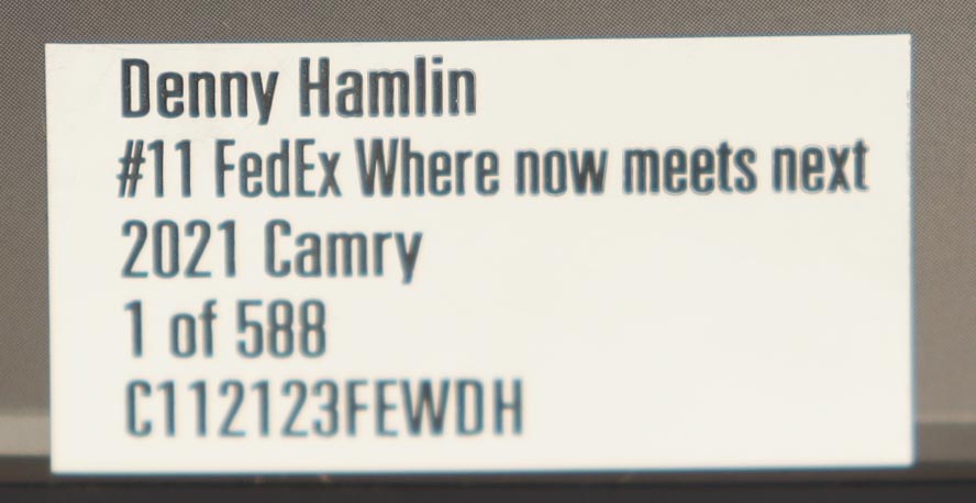 Denny Hamlin Signed 2021 #11 Fedex Where Now Meets Next | 1:24 Diecast Car (PA) at PristineAuction.com Denny Hamlin Signed 2021 #11 Fedex Where Now Meets Next | 1:24 Diecast Car (PA) at PristineAuction.com