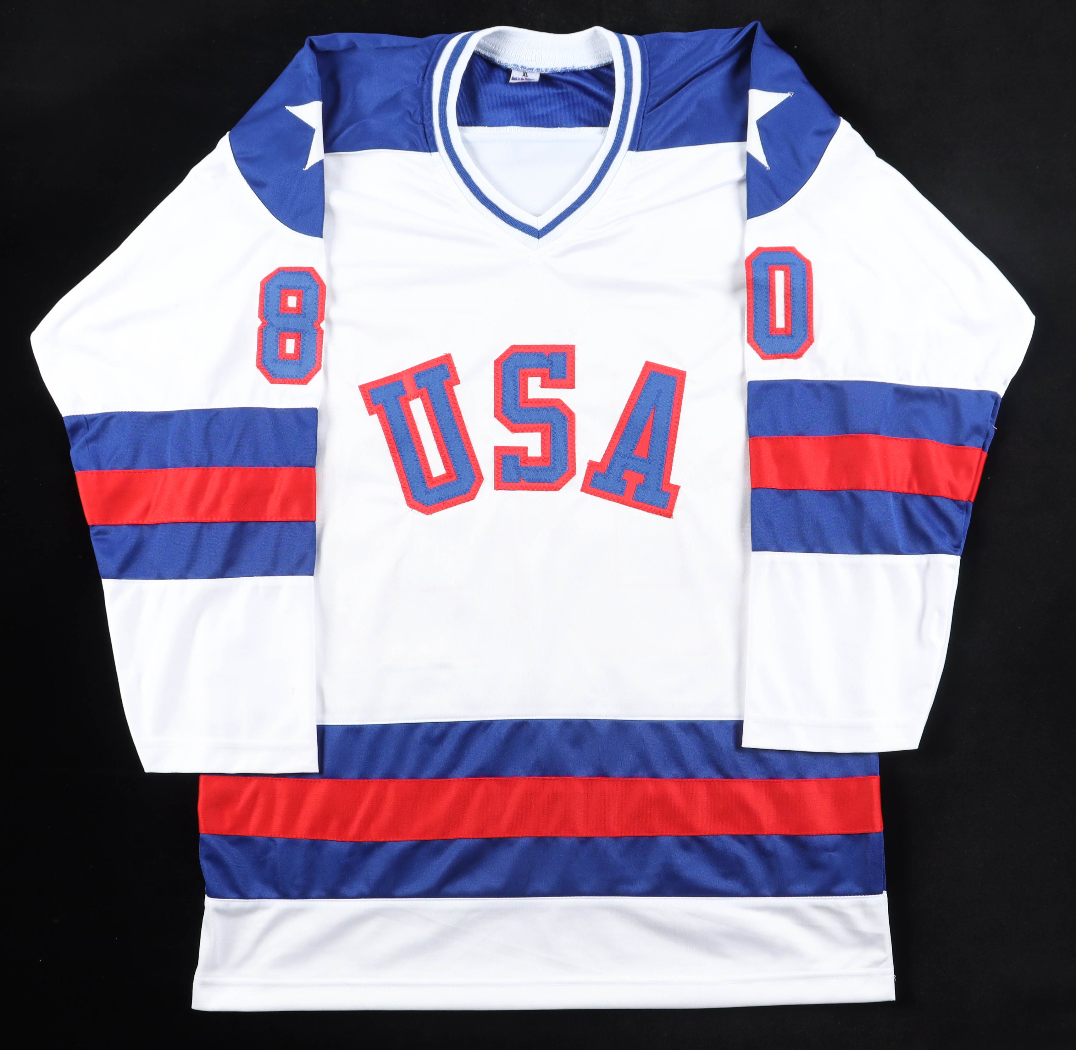 1980 Team USA | "Miracle on Ice" | Jersey Signed by (18) with Mike Eruzione, Jim Craig, Mark Johnson, Neal Broten & Inscribed "Do you Believe in Miracles?" & "1980 Gold" (Beckett) at PristineAuction.com 1980 Team USA | "Miracle on Ice" | Jersey Signed by (18) with Mike Eruzione, Jim Craig, Mark Johnson, Neal Broten & Inscribed "Do you Believe in Miracles?" & "1980 Gold" (Beckett) at PristineAuction.com