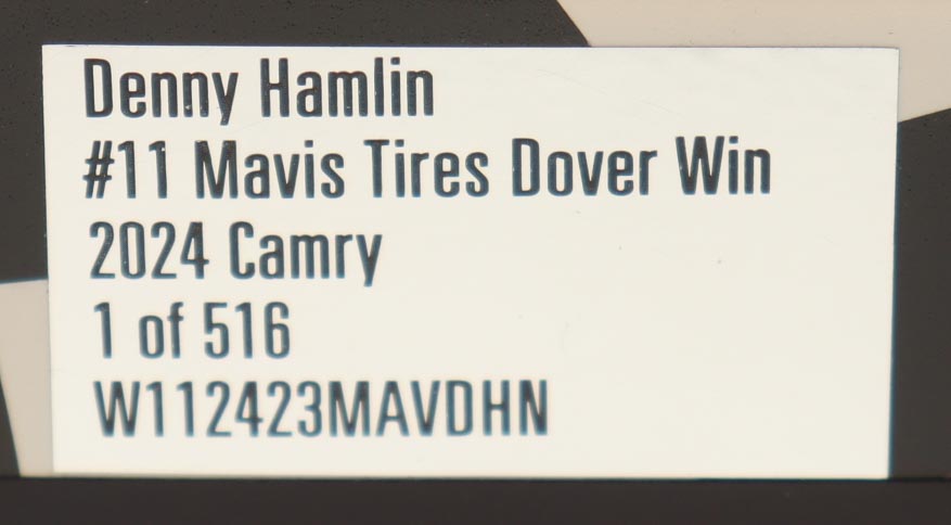 Denny Hamlin Signed 2024 #11 Mavis Tires Dover Win | 1:24 Diecast Car (PA) at PristineAuction.com Denny Hamlin Signed 2024 #11 Mavis Tires Dover Win | 1:24 Diecast Car (PA) at PristineAuction.com