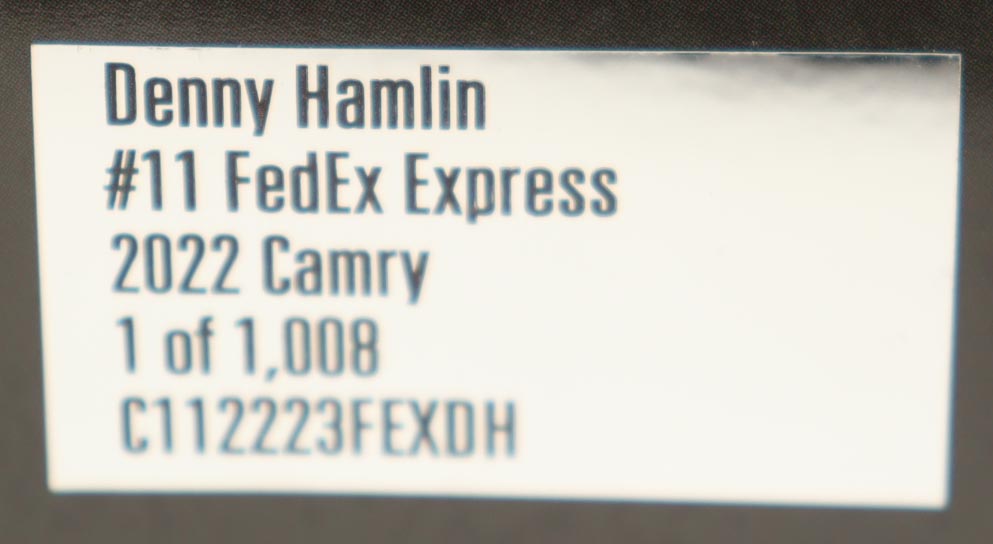 Denny Hamlin Signed 2022 #11 FedEx Express | 1:24 Diecast Car (PA) at PristineAuction.com Denny Hamlin Signed 2022 #11 FedEx Express | 1:24 Diecast Car (PA) at PristineAuction.com