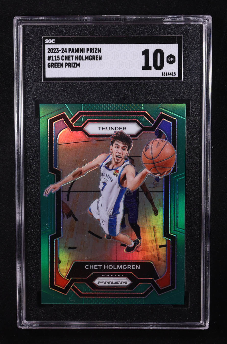 Chet Holmgren 2023-24 Panini Prizm Prizms Green #115 (SGC 10) at PristineAuction.com Chet Holmgren 2023-24 Panini Prizm Prizms Green #115 (SGC 10) at PristineAuction.com