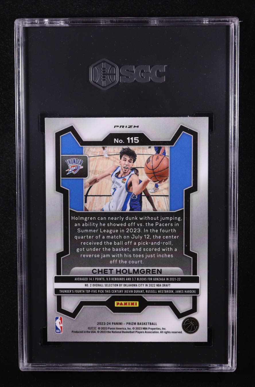 Chet Holmgren 2023-24 Panini Prizm Prizms Green #115 (SGC 10) at PristineAuction.com Chet Holmgren 2023-24 Panini Prizm Prizms Green #115 (SGC 10) at PristineAuction.com