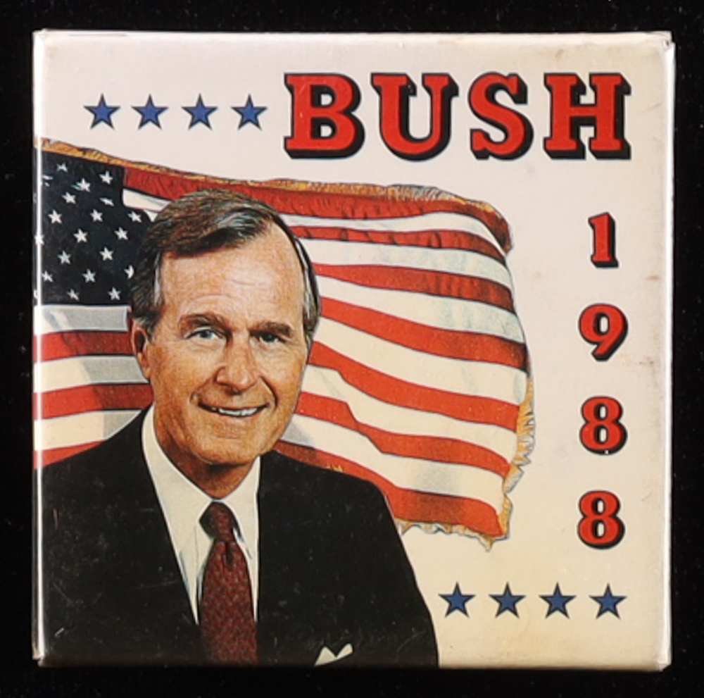 1989 George H. W. Bush Inauguration Invitation with Campaign Pin at PristineAuction.com 1989 George H. W. Bush Inauguration Invitation with Campaign Pin at PristineAuction.com