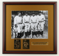 "1927 Yankees Murderers Row" Custom Framed Photo with Set of (2) Babe Ruth & Lou Gehrig 23Kt Gold Cards at PristineAuction.com