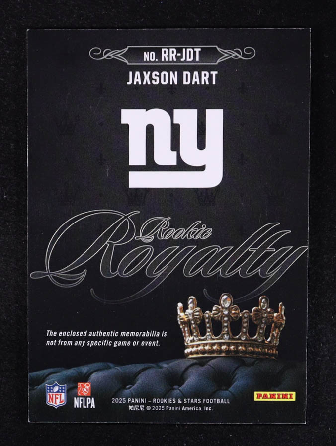 Jaxson Dart 2025 Rookies and Stars Rookie Royalty Jerseys #14 RC at PristineAuction.com Jaxson Dart 2025 Rookies and Stars Rookie Royalty Jerseys #14 RC at PristineAuction.com