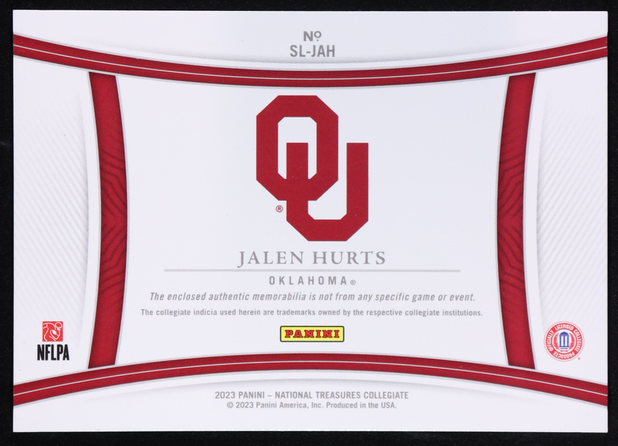 Jalen Hurts 2023 Panini National Treasures Collegiate Silhouettes Silver #25 #32/39 at PristineAuction.com Jalen Hurts 2023 Panini National Treasures Collegiate Silhouettes Silver #25 #32/39 at PristineAuction.com