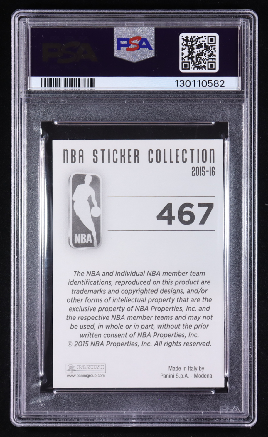 Kobe Bryant 2015-16 Panini Stickers European #467 (PSA 10) at PristineAuction.com Kobe Bryant 2015-16 Panini Stickers European #467 (PSA 10) at PristineAuction.com