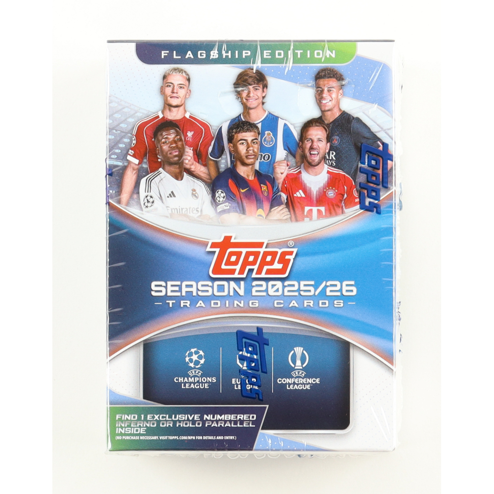 2025-26 Topps Flagship UEFA Soccer Blaster Box With (7) Packs at PristineAuction.com
