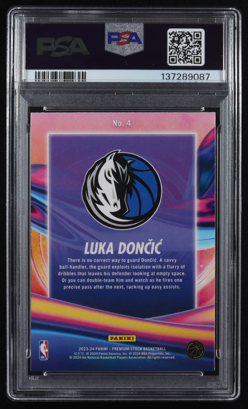 Luka Doncic 2023-24 Hoops Premium Stock Anti Gravity #4 (PSA 10) at PristineAuction.com Luka Doncic 2023-24 Hoops Premium Stock Anti Gravity #4 (PSA 10) at PristineAuction.com
