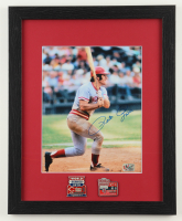 Pete Rose Signed Reds Custom Framed Photo Display with (2) World Series Pins (Rose) at PristineAuction.com
