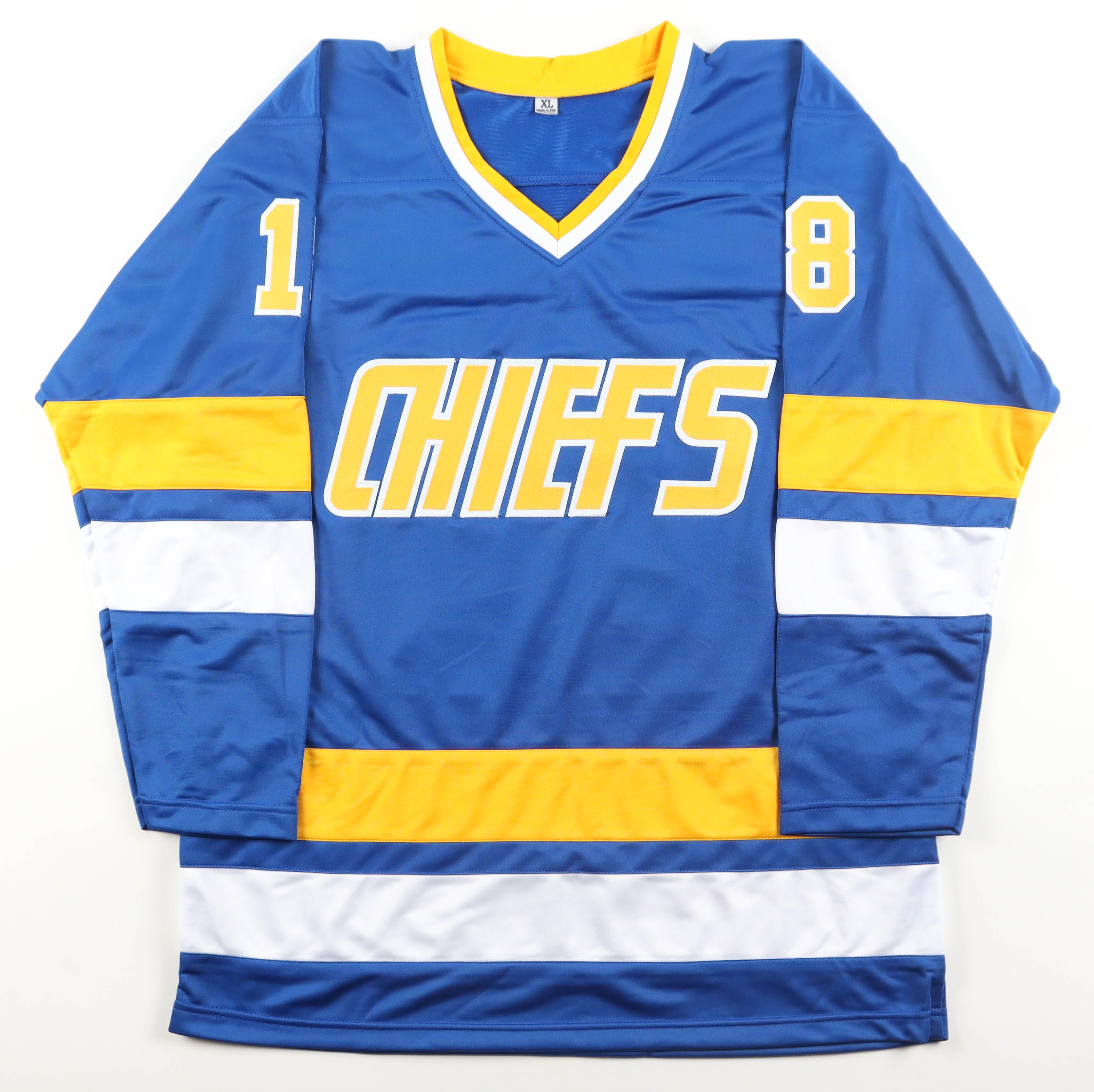 Dave Hanson, Allan Nicholls, & Jeff Carlson Signed Jersey Inscribed "Old Time Hockey" & "Upton" (Beckett) at PristineAuction.com Dave Hanson, Allan Nicholls, & Jeff Carlson Signed Jersey Inscribed "Old Time Hockey" & "Upton" (Beckett) at PristineAuction.com