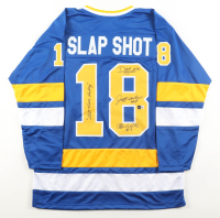 Dave Hanson, Allan Nicholls, & Jeff Carlson Signed Jersey Inscribed "Old Time Hockey" & "Upton" (Beckett) at PristineAuction.com