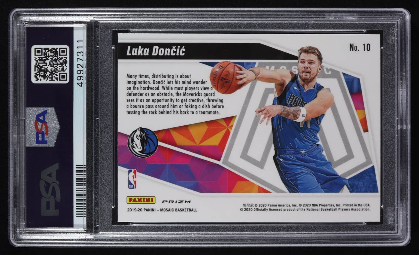 Luka Doncic 2019-20 Panini Mosaic Give and Go Mosaic Green #10 (PSA 10) at PristineAuction.com Luka Doncic 2019-20 Panini Mosaic Give and Go Mosaic Green #10 (PSA 10) at PristineAuction.com
