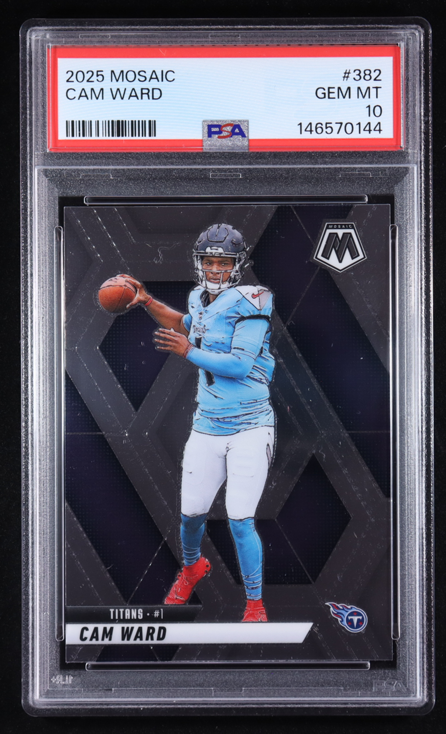 Cam Ward 2025 Panini Mosaic #382 RC (PSA 10) at PristineAuction.com Cam Ward 2025 Panini Mosaic #382 RC (PSA 10) at PristineAuction.com