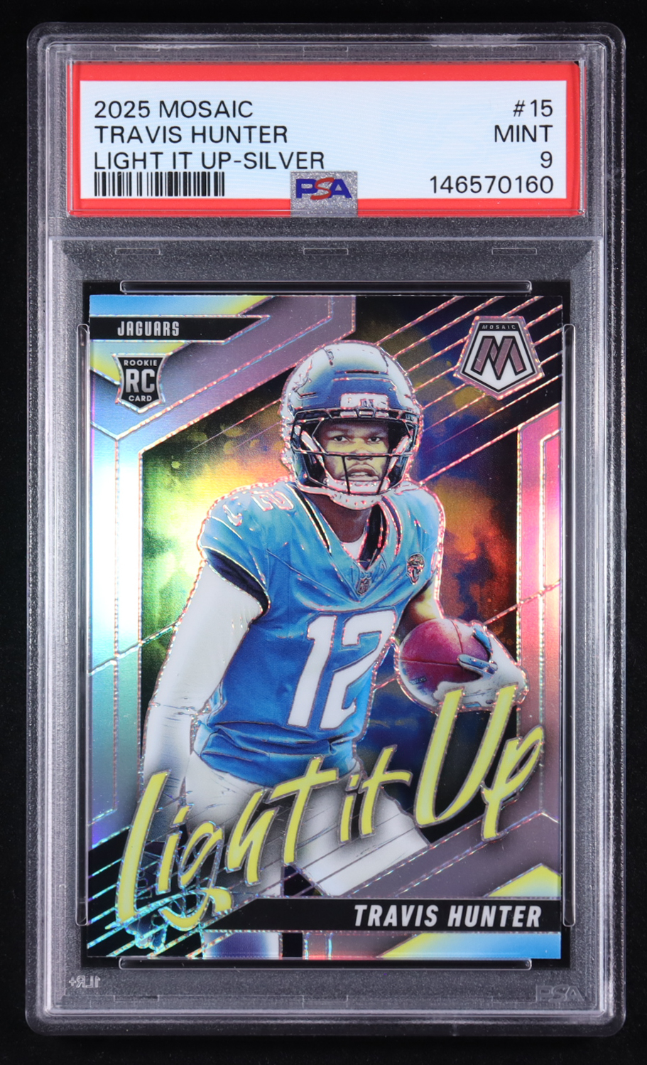 Travis Hunter 2025 Panini Mosaic Light it Up Silver #15 RC (PSA 9) at PristineAuction.com Travis Hunter 2025 Panini Mosaic Light it Up Silver #15 RC (PSA 9) at PristineAuction.com