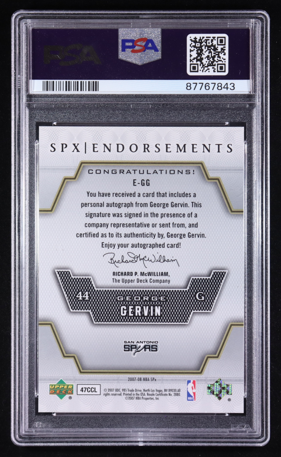 George Gervin 2007-08 SPx Endorsements #GG (PSA 10) at PristineAuction.com George Gervin 2007-08 SPx Endorsements #GG (PSA 10) at PristineAuction.com