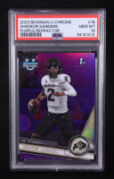 Shedeur Sanders 2023 Bowman Chrome University Purple Refractors #16 RC #172/399 (PSA 10) at PristineAuction.com