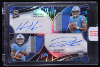 Hendon Hooker / Jahmyr Gibbs 2023 Panini Spectra Dual Patch Autographs Hyper #3 RC #21/50 at PristineAuction.com