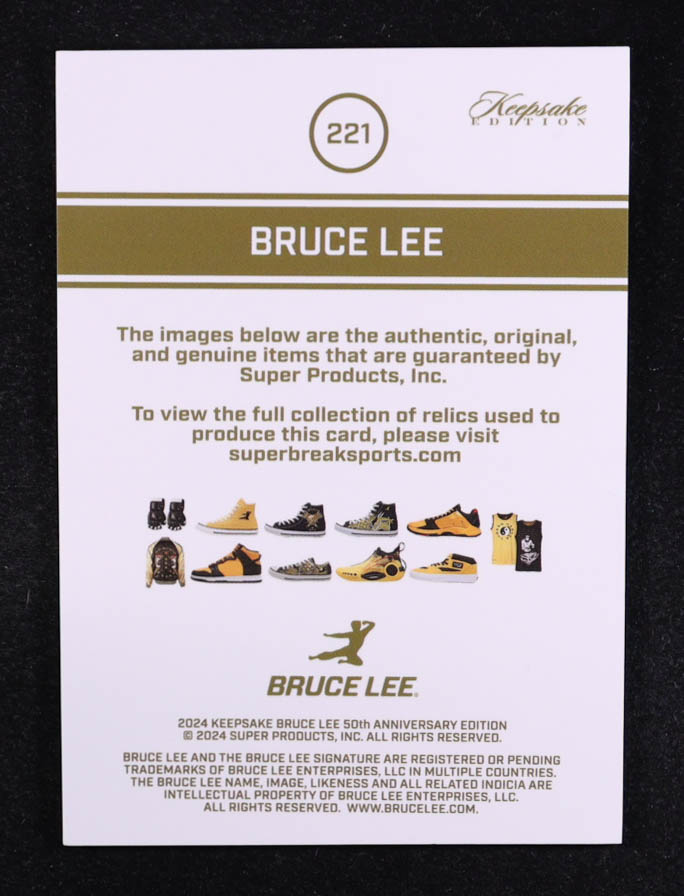 Bruce Lee 2024 Keepsake Collection Bruce Lee 50th Anniversary Kaleidoscope Edition Relics Silver #221 at PristineAuction.com Bruce Lee 2024 Keepsake Collection Bruce Lee 50th Anniversary Kaleidoscope Edition Relics Silver #221 at PristineAuction.com