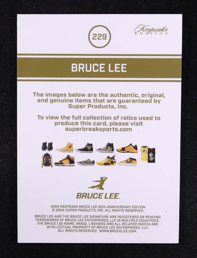 Bruce Lee 2024 Keepsake Collection Bruce Lee 50th Anniversary Kaleidoscope Edition Relics Silver #229 at PristineAuction.com Bruce Lee 2024 Keepsake Collection Bruce Lee 50th Anniversary Kaleidoscope Edition Relics Silver #229 at PristineAuction.com