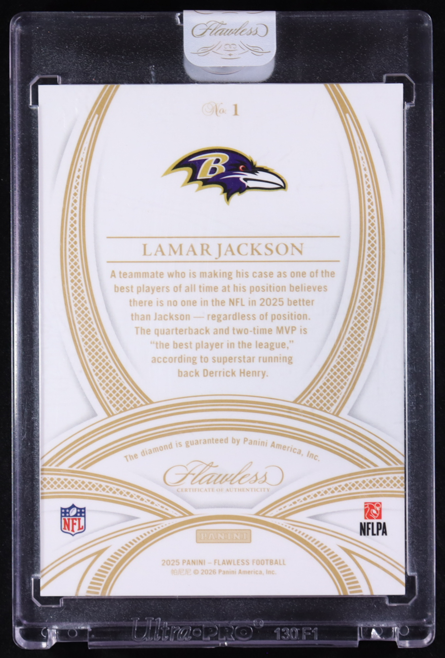 Lamar Jackson 2025 Panini Flawless All Pro Gem #1 #06/10 at PristineAuction.com Lamar Jackson 2025 Panini Flawless All Pro Gem #1 #06/10 at PristineAuction.com