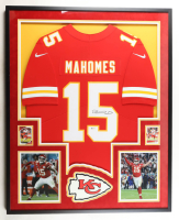 Patrick Mahomes Signed Chiefs Custom Framed Authentic Nike Jersey with (2) Photos & (2) Sports Cards (Beckett) at PristineAuction.com