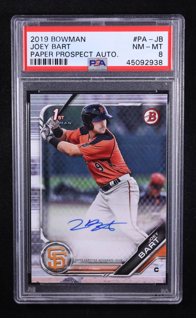 Joey Bart 2019 Bowman Prospect Autographs #PAJB RC (PSA 8) at PristineAuction.com Joey Bart 2019 Bowman Prospect Autographs #PAJB RC (PSA 8) at PristineAuction.com