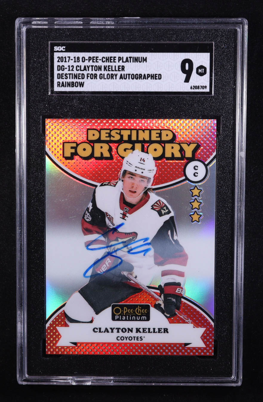 Clayton Keller 2017-18 O-Pee-Chee Platinum Destined For Glory Rainbow Autographs #DG12 RC (SGC 9) at PristineAuction.com Clayton Keller 2017-18 O-Pee-Chee Platinum Destined For Glory Rainbow Autographs #DG12 RC (SGC 9) at PristineAuction.com