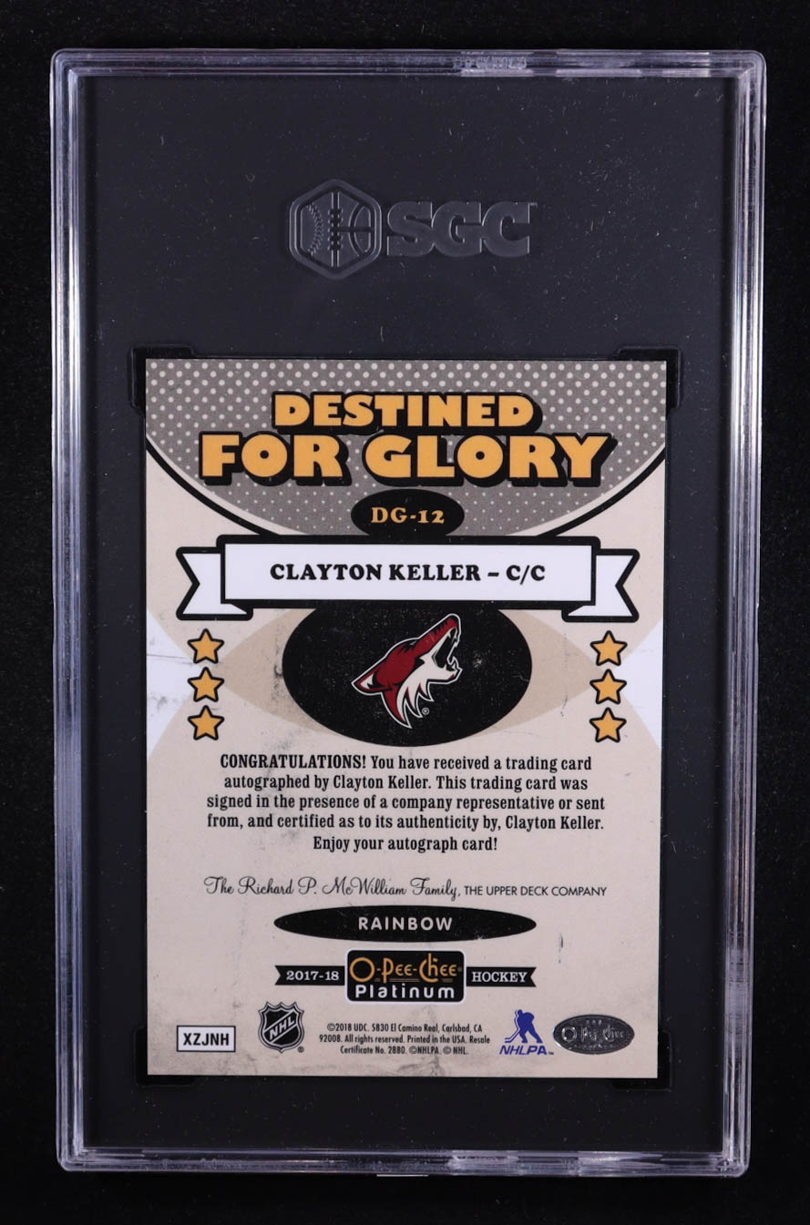 Clayton Keller 2017-18 O-Pee-Chee Platinum Destined For Glory Rainbow Autographs #DG12 RC (SGC 9) at PristineAuction.com Clayton Keller 2017-18 O-Pee-Chee Platinum Destined For Glory Rainbow Autographs #DG12 RC (SGC 9) at PristineAuction.com