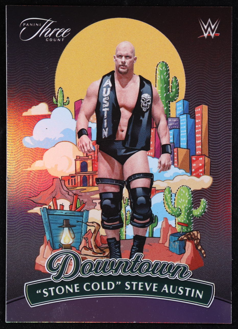"Stone Cold" Steve Austin 2024 Panini Three Count WWE Downtown #15 at PristineAuction.com "Stone Cold" Steve Austin 2024 Panini Three Count WWE Downtown #15 at PristineAuction.com