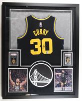 Stephen Curry Signed Custom Framed Jersey with LED Display & (2) Photos (Beckett) at PristineAuction.com