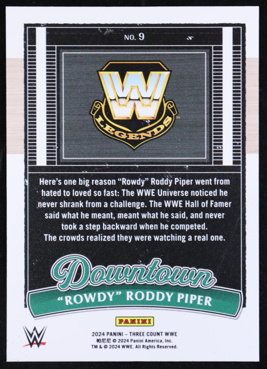 "Rowdy" Roddy Piper 2024 Panini Three Count WWE Downtown #9 at PristineAuction.com "Rowdy" Roddy Piper 2024 Panini Three Count WWE Downtown #9 at PristineAuction.com