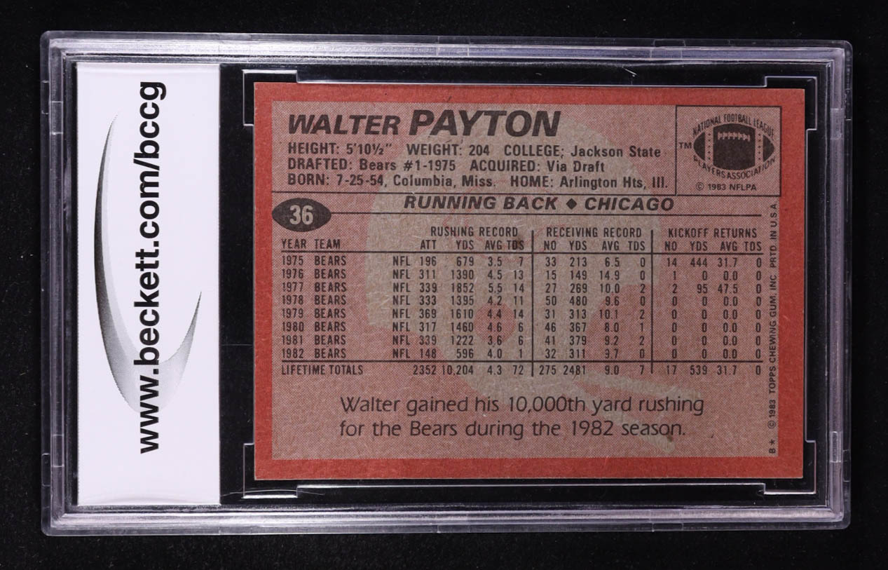 Walter Payton 1983 Topps #36 (BCCG 9) at PristineAuction.com Walter Payton 1983 Topps #36 (BCCG 9) at PristineAuction.com