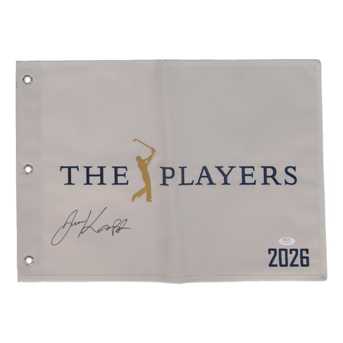 Jake Knapp Signed 2026 The Players Championship Golf Pin Flag (PSA) at PristineAuction.com Jake Knapp Signed 2026 The Players Championship Golf Pin Flag (PSA) at PristineAuction.com