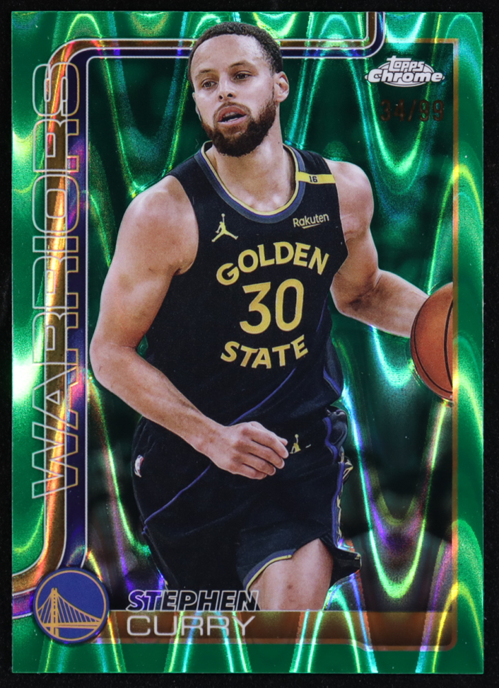 Stephen Curry 2025-26 Topps Chrome RayWave Green Refractors #201 #34/99