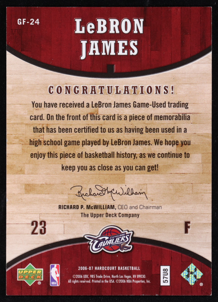 LeBron James 2006-07 Upper Deck Hardcourt Game Floor #24 at PristineAuction.com LeBron James 2006-07 Upper Deck Hardcourt Game Floor #24 at PristineAuction.com