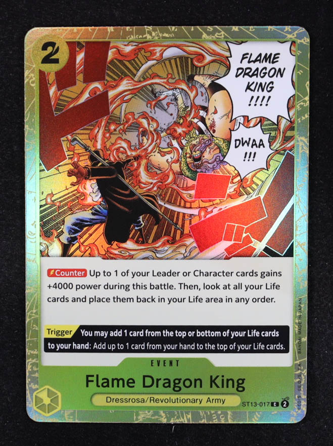 Flame Dragon King 2024 One Piece Card Game Starter Deck 13 The Three Brothers Ultra Deck #ST13017 at PristineAuction.com Flame Dragon King 2024 One Piece Card Game Starter Deck 13 The Three Brothers Ultra Deck #ST13017 at PristineAuction.com