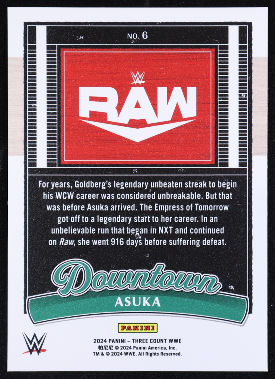 Asuka 2024 Panini Three Count WWE Downtown #6 at PristineAuction.com Asuka 2024 Panini Three Count WWE Downtown #6 at PristineAuction.com