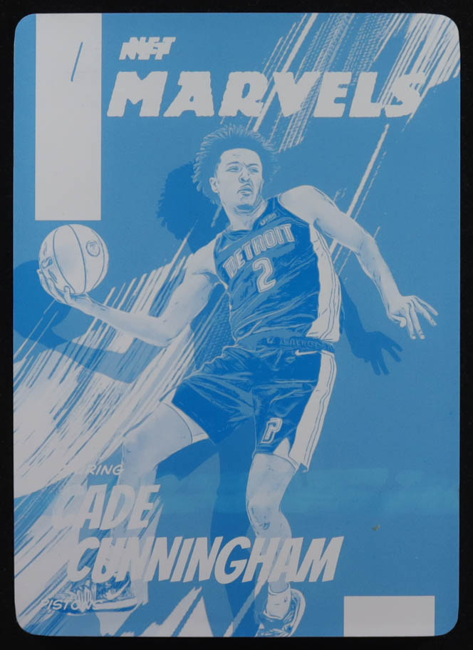 Cade Cunningham 2022-23 Donruss Net Marvels Printing Plate Cyan #6 #1/1 at PristineAuction.com Cade Cunningham 2022-23 Donruss Net Marvels Printing Plate Cyan #6 #1/1 at PristineAuction.com